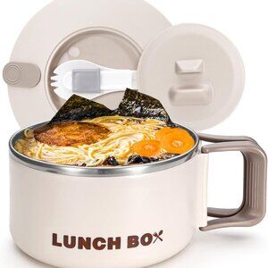 Microwave Ramen Bowl with Lid and Handle, 40.5 Oz Stainless Steel(Any Color)